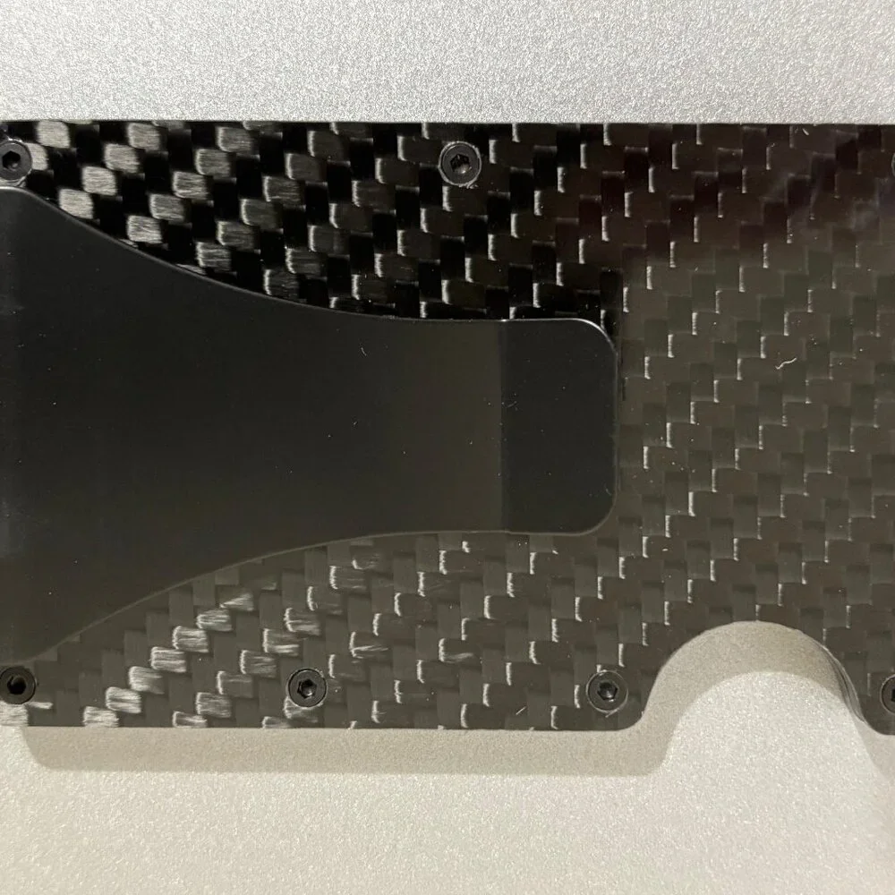 Classic Carbon Fiber Money Clip Wallet, RFID-Blocking, Black - New